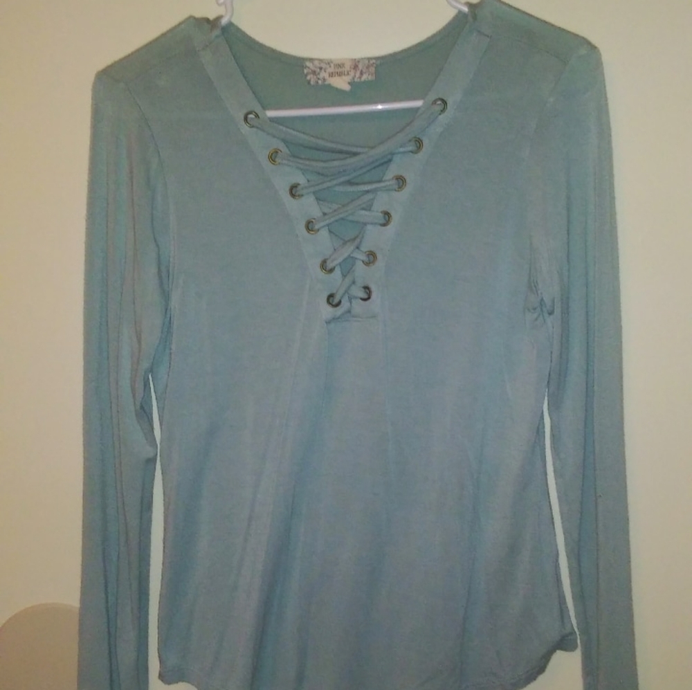 Blue top with lace up detailing